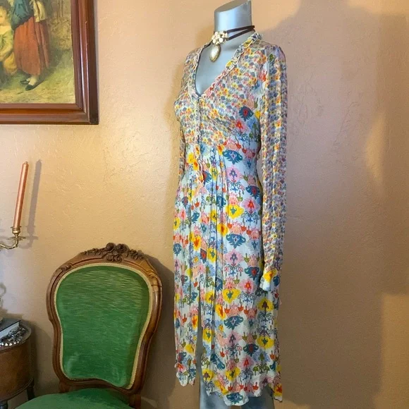 NWT Anthropologie Bl^nk / Bl-nk / Blank Lucia Tunic Blouse in Neutral Mot Sz XS - Picture 7 of 13